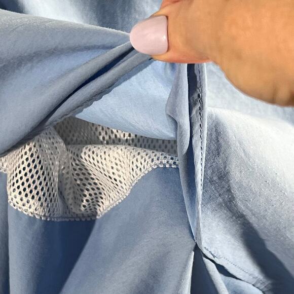 LL Bean Utility Blue Nylon Fishing Hiking Outdoor Short Sleeve Button Shirt XL - Picture 5 of 12